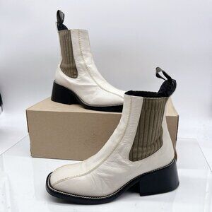 Chloe Bea LOGO Heel Chelsea Boots Neutrals Leather Womens EU 36.5 US 6.5 $1050